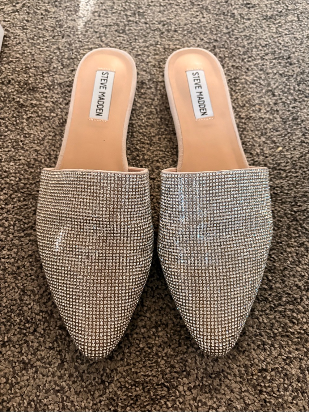 Steve Madden - Trace- R Rhinestone Silver Crystal Slides